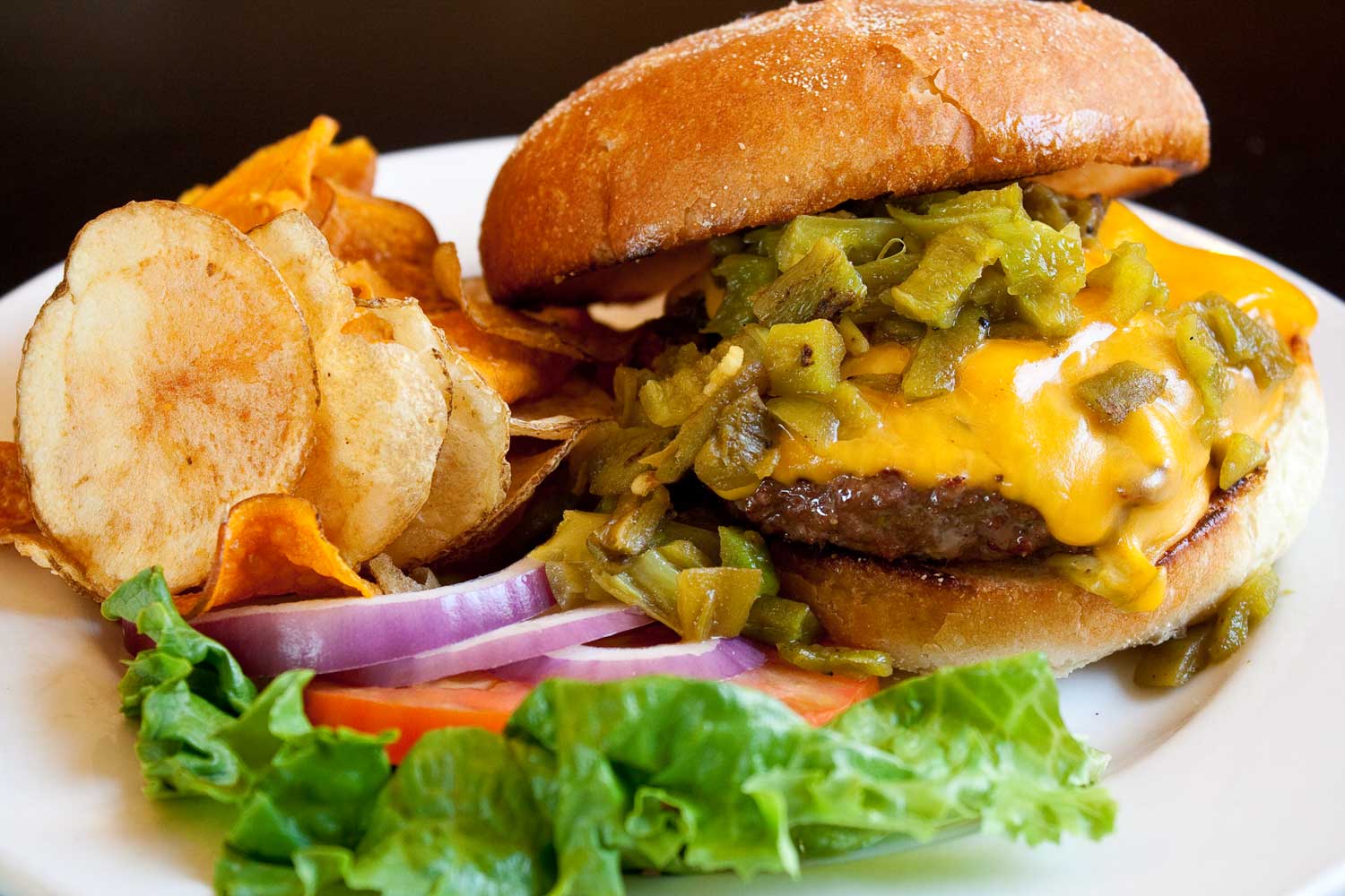 Green-Chile-Cheese-Buffalo Burger